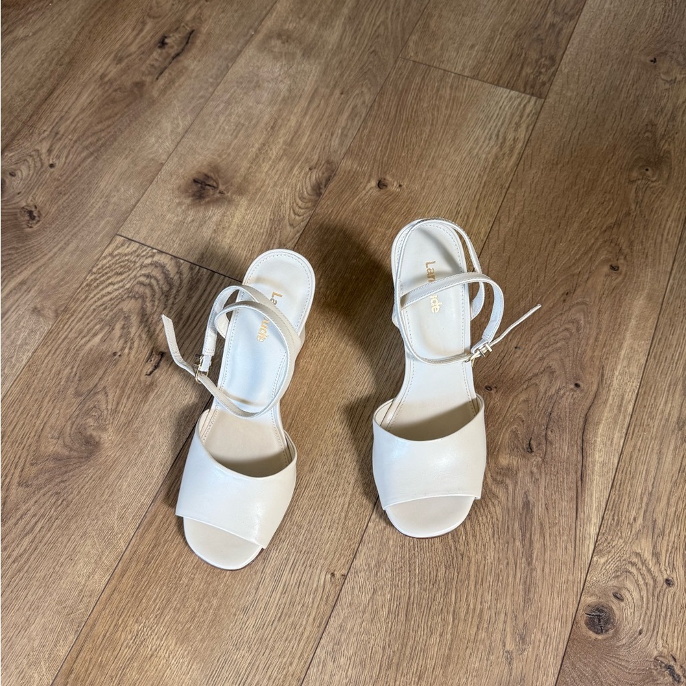 Larroude Cream Leather Heels